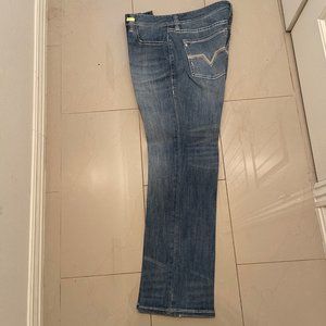 Rock & Roll Denim Regular Stackable Bootcut Jeans Mens 38W Medium Blue Cotton Bl